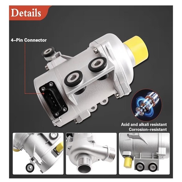 BMW Electric Water Pump OEM 11517586925 Fits 328i 128i 525i 528i 06-13 4-Pin - Picture 4 of 11